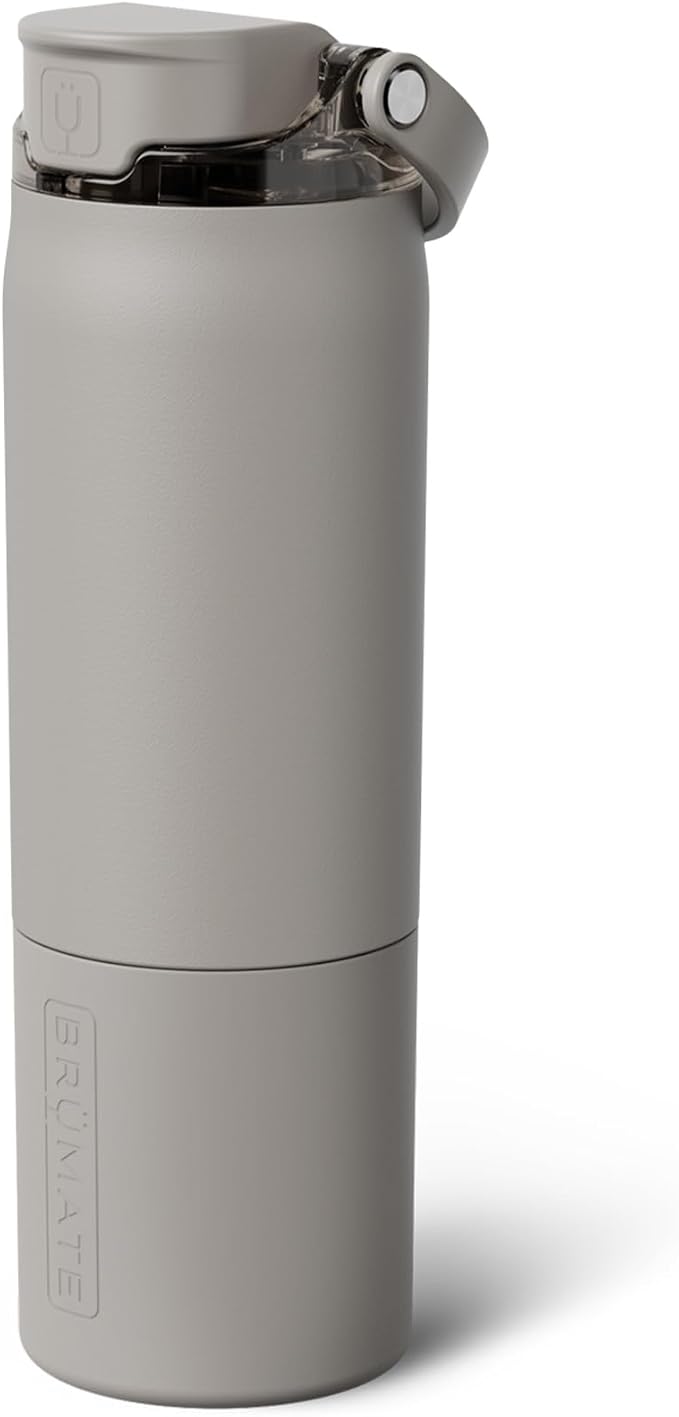 BrüMate Rise 25oz Water Bottle With 100% Leakproof Covered Silicone Straw | Insulated Stainless Steel Water Bottle | Cup-Holder Friendly | Fast Flow | Soft Sip Silicone Spout | BPA-Free (Mocha)