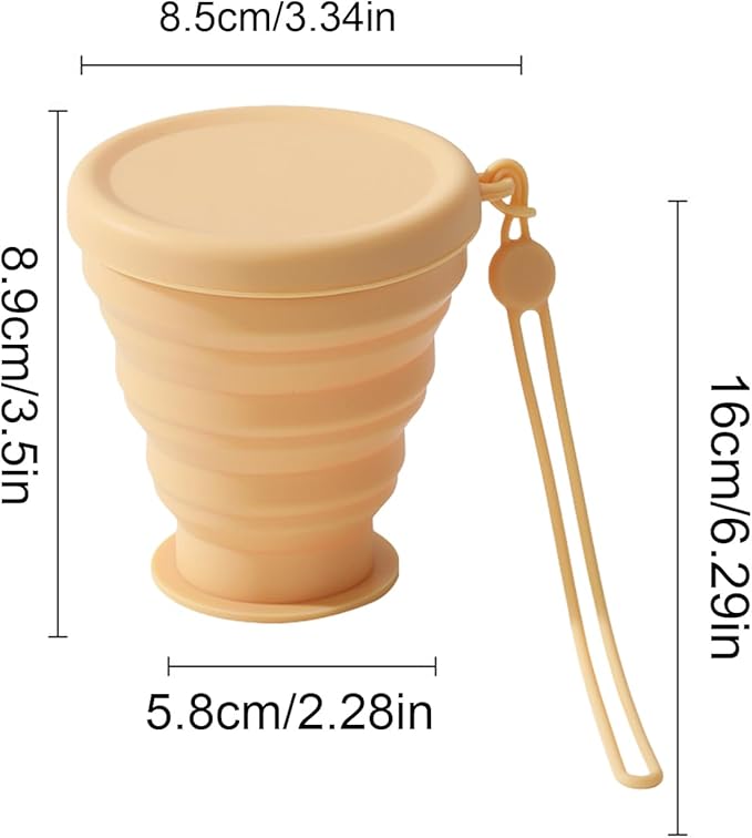 Camping Cup – Silicone Foldable Water Mug with Lid, Durablee Reusable Outdoor Accessory, Portable Lightweight Expandable Design, Heat Resistant Travel Coffee Cup | Compact Easy Clean Drink