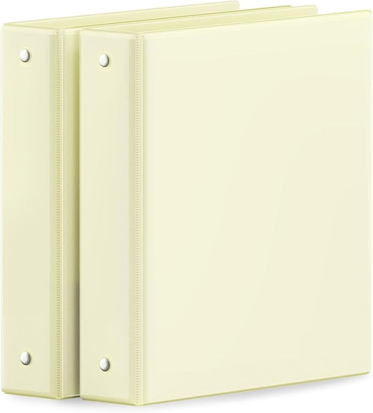 SUNEE 3 Ring Binder 1 Inch 2 Pack, Clear View Binder Three Ring PVC-Free (Fit 8.5x11 Inches) for School or Office Supplies, Yellow