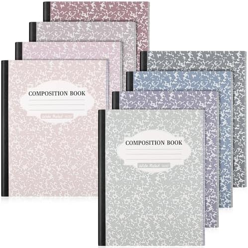 Colarr 8 Pack Composition Notebook Wide Ruled Marble, Taro Color