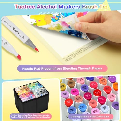 Taotree Alcohol Markers Brush Tip, 61 Colors Dual Tip Brush Markers Set