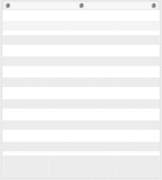Classroom Calendar Pocket Chart No Cards - White Monthly Pocket Chart for Kid Learning for Home Teacher&School supplies and Classroom Décor, Preschool Kindergarten Classroom Must Haves