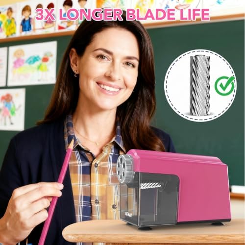 AFMAT Electric Pencil Sharpener Heavy Duty, 6 Holes, Cordless & Rechargeable, Super Fast, Auto Stop, 10K+ Uses, Classroom Pencil Sharpener for 6-11mm No.2/Large/Colored Pencils PSD4