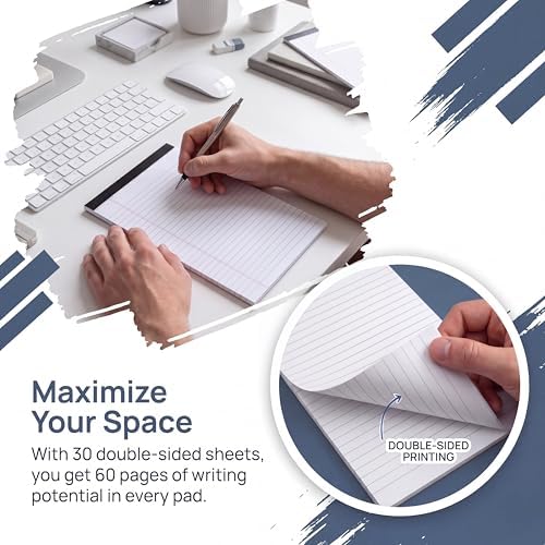 6 Pack Small Legal Pads 5x8 College Ruled White Note Pads 5x8 Writing Pads