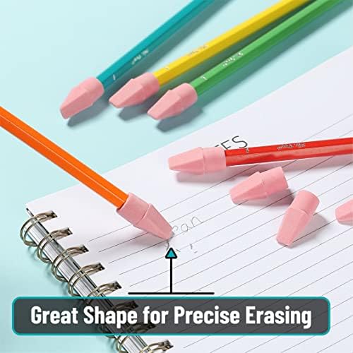 Mr. Pen- Pencil Top Erasers, 480 Pack, Pink, Latex-Free | No-Smudge Cap Pencil Erasers for Precise Erasing, Kids, Teachers, Studying Supplies