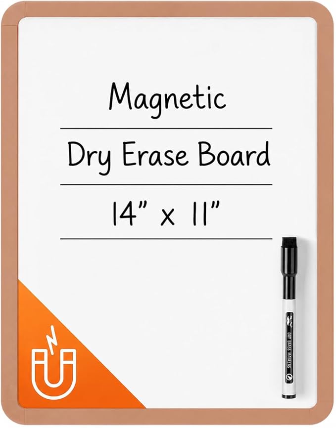 Mr. Pen- Dry Erase Board, 14” x 11” with a Black Dry Erase Marker, Copper Tan Frame, Small Mini White Board for Students, Fridge, Wall, Locker, Includes Double Sided Tapes
