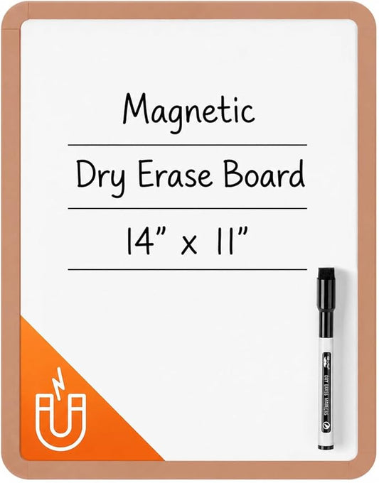 Mr. Pen- Dry Erase Board, 14” x 11” with a Black Dry Erase Marker, Copper Tan Frame, Small Mini White Board for Students, Fridge, Wall, Locker, Includes Double Sided Tapes