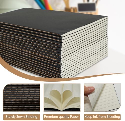 Esclane 4 Pack A5 Kraft Notebooks Bulk 72 Pages, 8.3x5.5 Inches Lined Paper Journaling Notebooks, Notebooks for Work, Composition Notebooks for School, Journal Notebooks for Office
