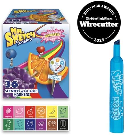 Mr. Sketch Scented Washable Markers, Chisel Tip Marker, Assorted Colors, Fun for Kids, Coloring, Spark Creativity, Arts & Crafts, 2 Count (Pack of 108)