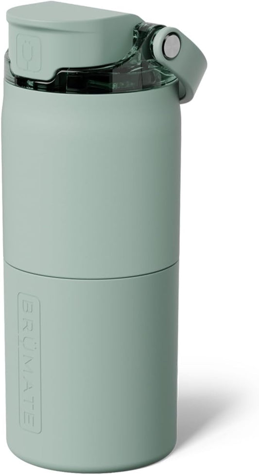 BrüMate Rise 18oz Water Bottle with Covered Silicone Straw | 100% Leakproof Insulated Kids Water Bottle | Cup Holder Friendly Base | 18oz (Sage)