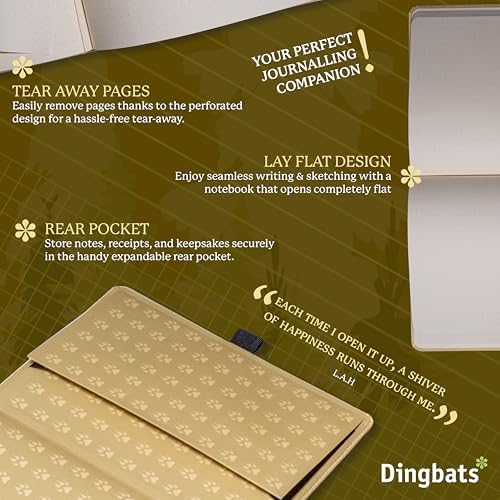Dingbats* Wildlife Grid Writing Journal Notebook A5 - Vegan Leather Hardcover - Ideal for Work, Travel - Pocket, Elastic Closure, & Bookmark