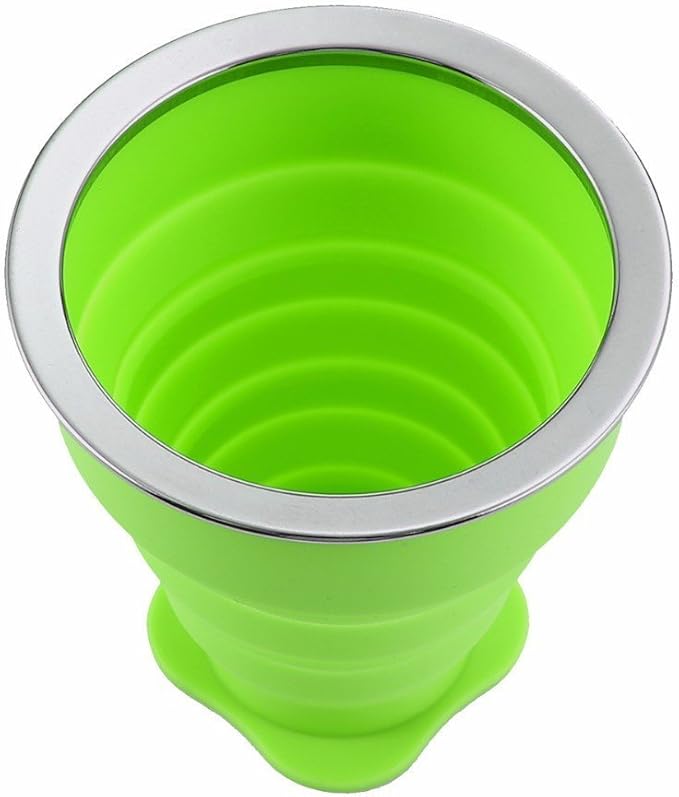 3-Pack Assorted TouchOf COLLAPSIBLE TRAVEL CUP, Genuine 7oz Drinking Mug with Lid, BPA Free Silicone, Water, Coffee, Tea Hot or Cold for Hiking, Camping, Picnic & Work Lightweight Easy to Store