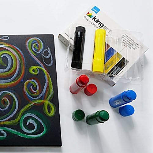 KINGART TEMPERA PAINT Sticks, Set of 12 Rich Colors, Solid Tempera Paint, Super Quick Drying, Non-Toxic, Work Great on Paper, Canvas, Wood, Glass and more