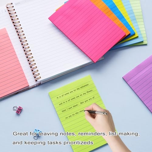 27 Pack Lined Sticky Notes 4x6 in Post Sticky Notes with Lines, 9 Bright Colors Self Sticky Notes Pad Its, Large Ruled Sticky Note for Office, Home, 35 Sheets/Pad