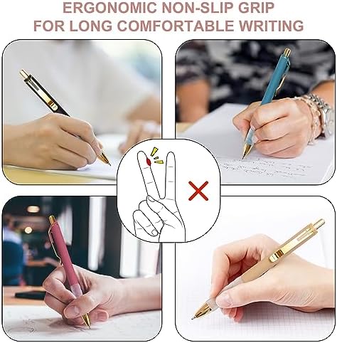 Linbsunne Ballpoint Pens Black Medium Point 1mm Pen with Super Soft Grip Ball Point Pen for Men Women Retractable Pens (gold-12 pcs)