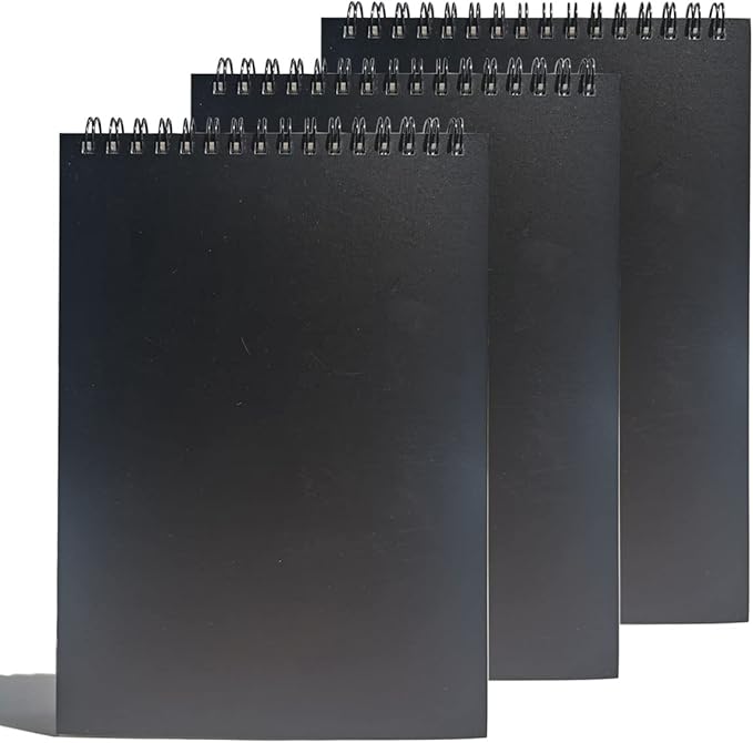 Spiral Steno Pads, Blank Paper Note Pads, 3Pack, 6” x 8”, 60 Sheets Steno Books