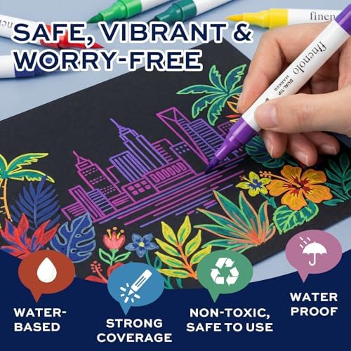 finenolo 72 Colors Acrylic Paint Markers, 36 Dual Brush Tip Art Markers
