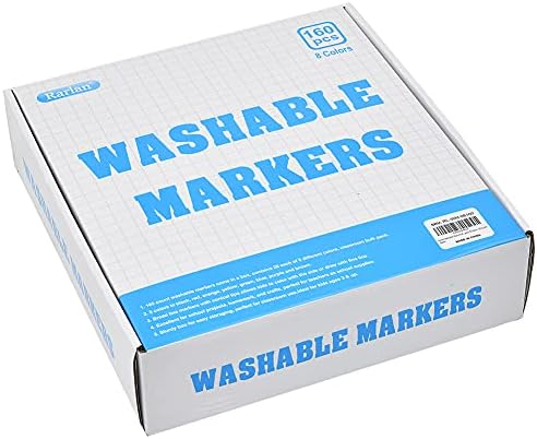 Rarlan Washable Markers Bulk for Kids, Bulk pack, 8 Colors, 160 Count (Pack of 6)