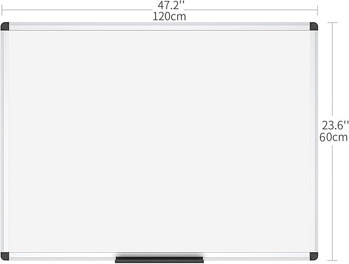 VIZ-PRO Magnetic Dry Erase Board, 48 X 24 Inches, Silver Aluminium Frame