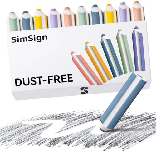 Pencil-Shaped Erasers, Dust-Free & Break-Resistant Eraser with Ergonomic Grip, Soft Rubber Eraser for Pencils, for Classroom, School, Office and Art, 10 Pack in 5 Colors