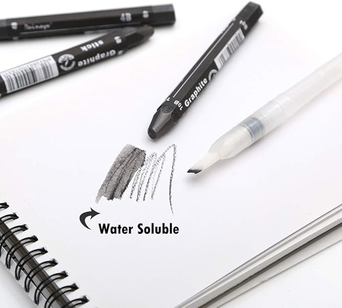 Graphite Stick Set - Water Soluble - 4B 6B 10B, Art Drawing Supplies for Sketch & Shading Pencils, Artist Sketching - 3 Pcs