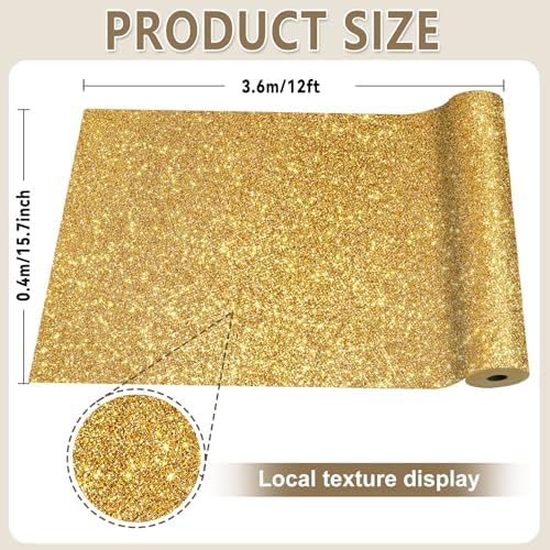 Glitter Gold Bulletin Board Roll Non-Woven Fabric Poster 15.7" x 12 Ft
