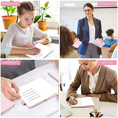 feela 3 Pack Pocket Small Notebook Journals, Mini Cute Memo Notepad Hardcover College Ruled Lined Journals with Pen Holder for Women Girls Office School, with 3 Black Pens, 3.5”x 5.5”, A6, Rose Pink