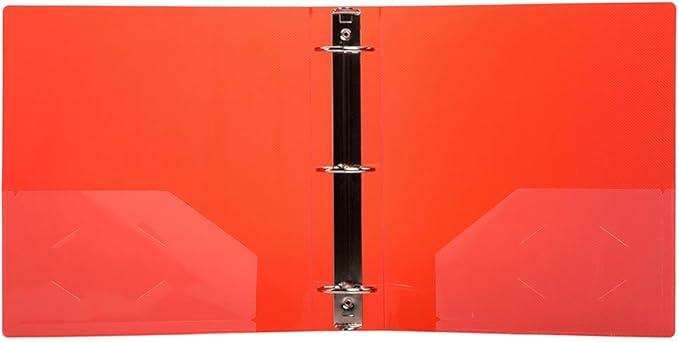 JAM PAPER Plastic 2 inch Binders - Assorted 3 Ring Binders (Red, Blue, Green & Orange) - 4/Pack