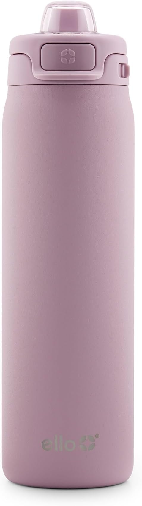 Ello Pop & Fill 22oz Stainless Steel Water Bottle with Quick Fill Technology, Double Walled and Vacuum Insulated Metal, Leak Proof Locking Lid, Sip and Chug, Reusable, BPA Free, Mauve