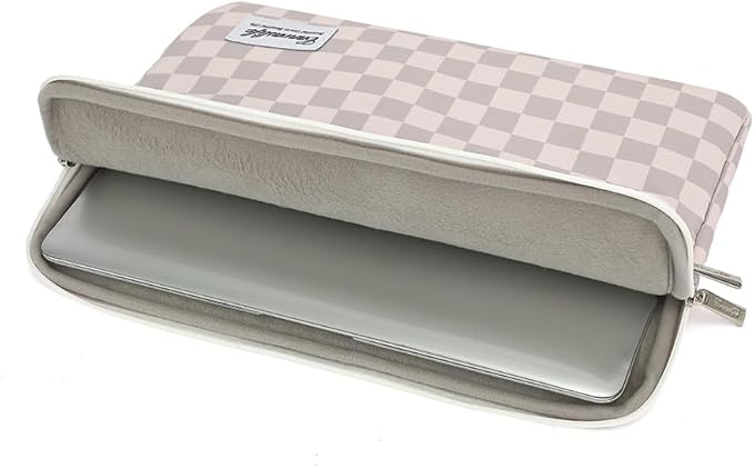 Canvaslife Neutral Checker Pattern Laptop Sleeve 15 Inch 15.6 Inch Waterproof Shockproof Laptop Bag Case with Front Pocket