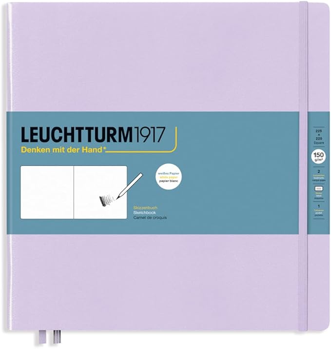 Leuchtturm1917 - Square Hardcover Sketchbook (Lilac) - 112 Pages of 150g/m² Paper