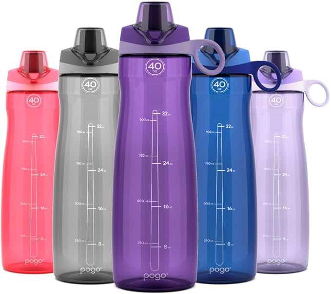 Pogo BPA-Free Tritan Plastic Water Bottle with Chug Lid, 40 Oz, Purple