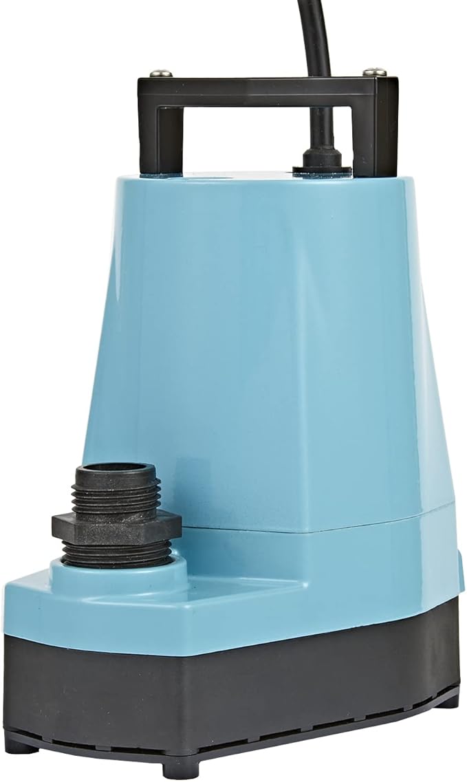 Little Giant 5-MSP 115V, 1/6 HP, 1500 GPH Manual Utility Pump, 25' Cord | Manual Submersible Utility Pump, 1500 GPH, Aluminum Housing, No Float Switch, 25-Foot Cord, 115V, Model 5-MSP