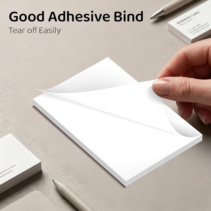 4x6 Blank Notepads 24-Pack - 50 Sheets Each, White Unruled Paper Pads with Hard Backing for Lists, Notes & Reminders | No-Bleed Writing Paper for Students, Teachers & Professionals