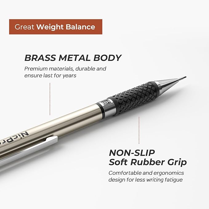 Nicpro 0.9 mm Art Mechanical Pencils Set in Case, 6 PCS Metal Drafting Pencil 0.9mm Lead Pencil with 6 Tube HB Lead Refills, 3 Erasers, 18 PCS Eraser Refills for Artist Writing, Drawing, Sketching
