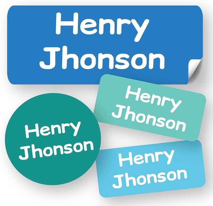 120-ct Personalized Waterproof Name Labels – 3-Line Custom Stick-On Tags for Daycare & Camp – Dishwasher-Safe, Cute Pastel Designs, Pre-Cut