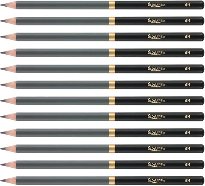Cezanne Graphite Drawing Pencils Set - 4H, Set of 12 Break-Resistant Graphite Lead, Easy-to-Sharpen Sketch Pencils, Master Artist Quality Graphite Pencils for Technical and Artistic Drawing