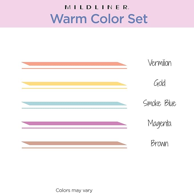 Zebra Pen Mildliner Dual-Tip Highlighter Set, Broad and Fine Point Tips, No Bleed, Ideal for Bible Highlighting, Journaling, Note-Taking and School Supplies, Assorted Warm Ink Colors, 5-Pack (78305)