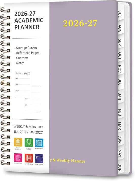 Planner 2026-2027, Weekly and Monthly Academic Year Calendar Planner, July 2026 - June 2027, Daily Agenda Book for Office School Supplies, A5(6.3'' x 8.5'')