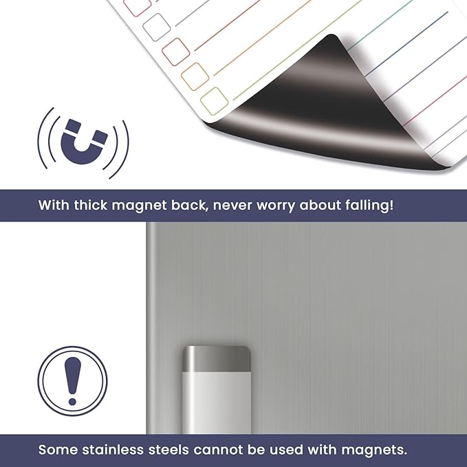 ALEZEL Magnetic Dry Erase List Board for Refrigerator, Reusable to Do List Board Set for Fridge- Includes 4 Dry Erase Shopping List Boards, 4 Markers + Eraser
