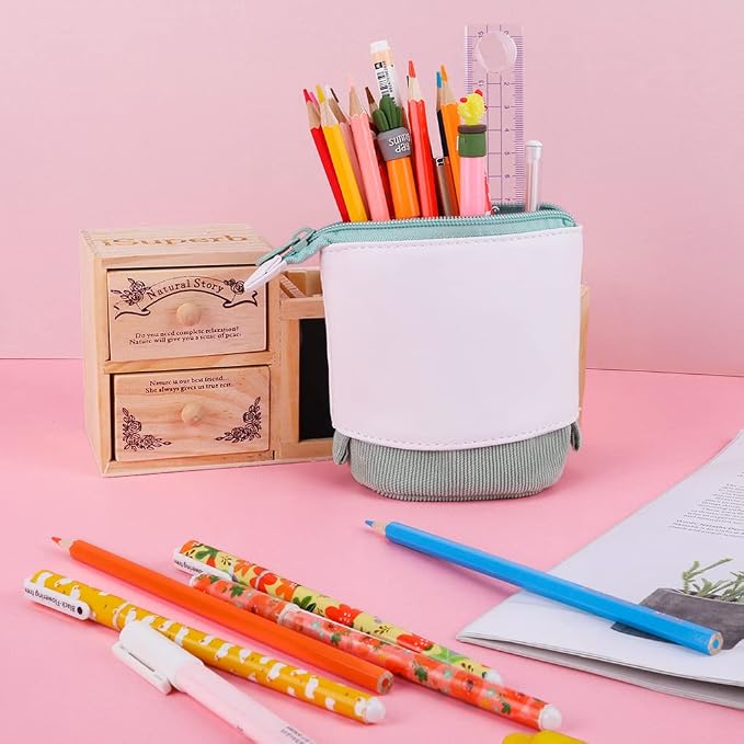 Oyachic Stand up Pencil Case Standing Pencil Holder Transformer Pencil Pouch Telescopic Pen Bag Cute Makeup Bag Cosmetic Organizer Bag Box for Women