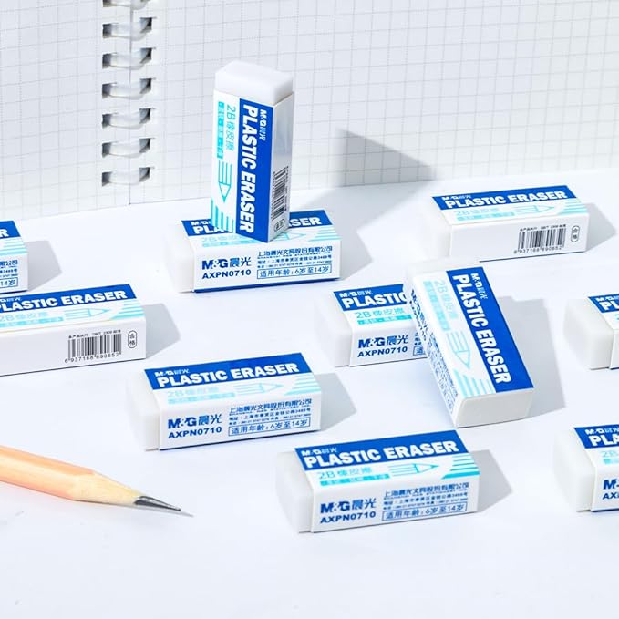 M&G 12 Pack Pencil Erasers, Small White Rubber Eraser for Kids School Students Office, Art Erasers for Drawing Sketching Bulk