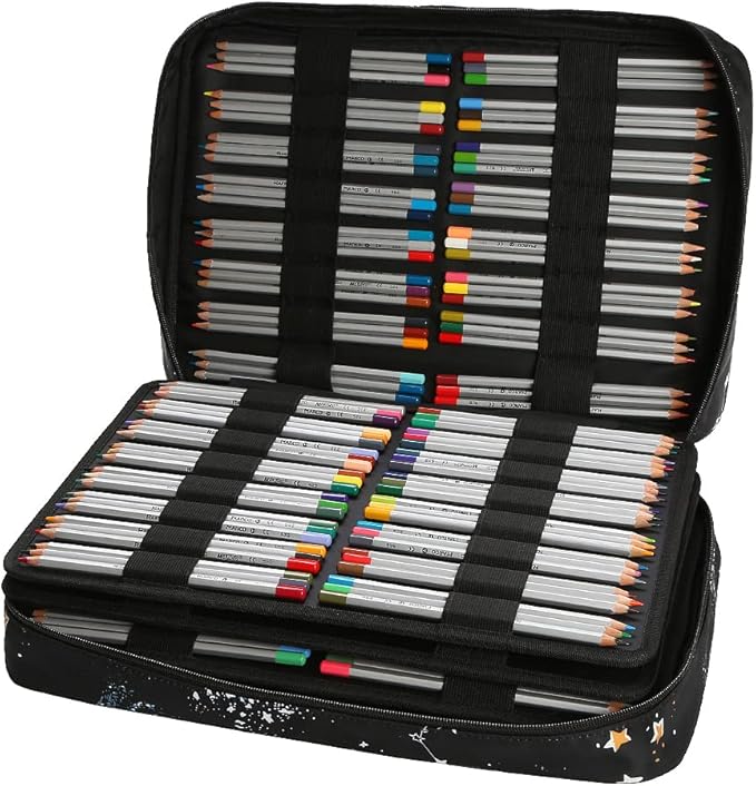 Lbxgap Portable Colored Pencil Case 480 Slots Pencil Case or 320 Gel Pen Case Large Capacity Pencil Organizer with Handle Strap Handy Colored Pencil Box for Artist