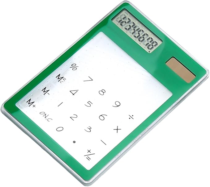Solar Powered Calculator, Touch Screen 8 Digit LCD Display, Transparent Calculator for Office School Home with Lightweight and Compact Designf Business People and Family Use