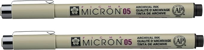 SAKURA PIGMA MICRON 05 FINELINER PEN, 0.45MM LINE WIDTH, PACK OF 2 (Sepia)