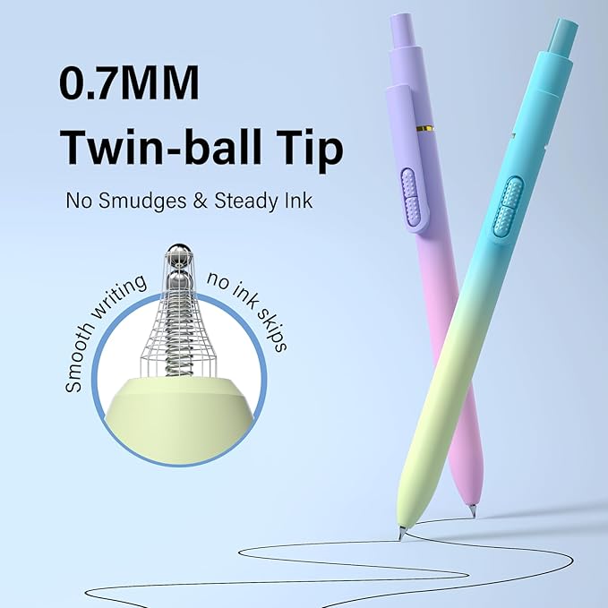 8-Pack Black Gel Pens, 0.7mm Medium Point, Quick-Drying Retractable Ink Pens for Smooth Writing, Office School Supplies for Men Women (Gradient - 8Pcs)