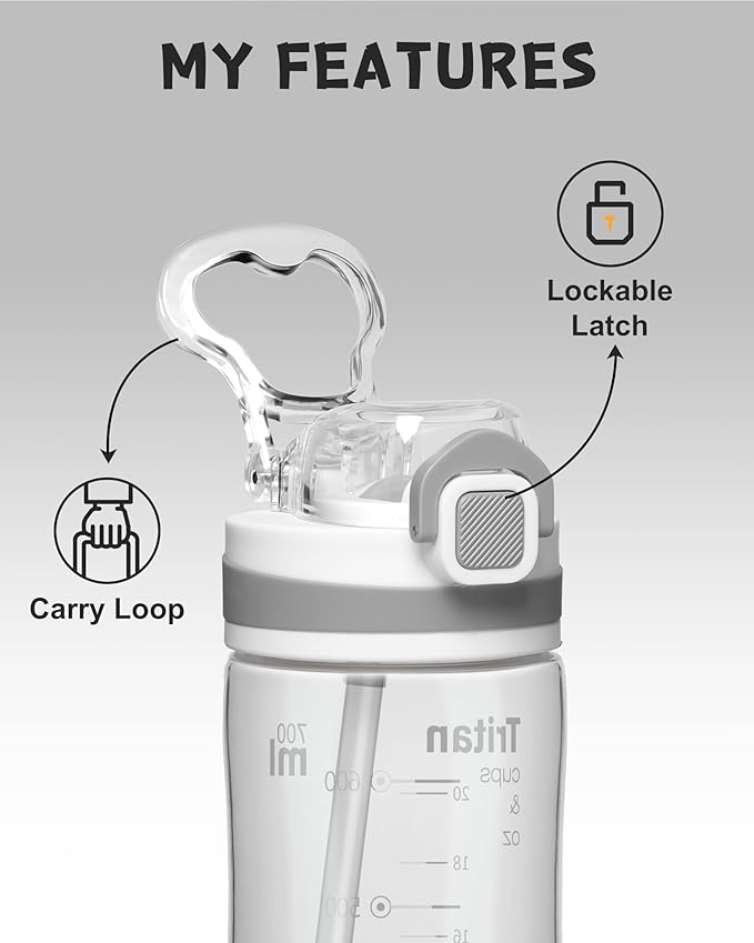 Opard Peak Water Bottle with Straw Cap, BPA-Free, Leak Proof Flip Top Bottle