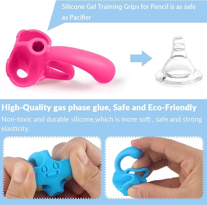 Firesara Training Grips for Kids Handwriting Top Class and Two Sizes Aid Grip Trainer Posture Correction Finger Grip for Kids, Adults, Arthritis Designed for Righties or Lefties(4Standard+2Large)