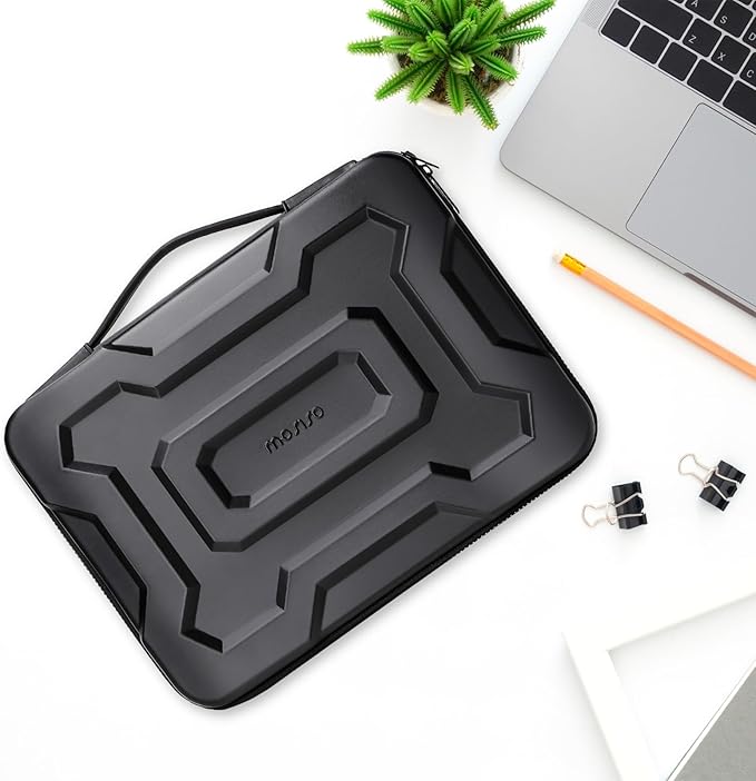 MOSISO 15-16 inch Laptop Hard Case, 15.6 inch Waterproof Shockproof Computer Bag Compatible with MacBook HP Dell, Mechanical Geometric EVA Carrying Sleeve Laptop Case Hard Shell with Handle, Black