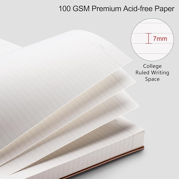 RETTACY Lined Journal Notebook, 204 Numbered Pages per Pack, B5 7.6" × 10"